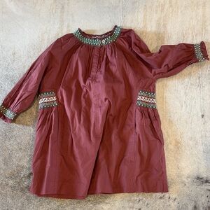 Zara Burgundy Kids Dress with Green Accents